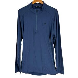 Travis Mathew NWT Networking Mood Indigo Quarter Zip Pullover Size M Stretch